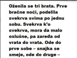 Oženila se tri brata. Prve bračne noći, podijelila svekrva…